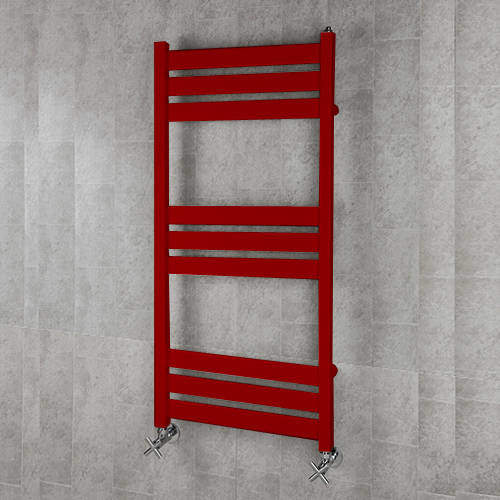 Colour Heated Towel Rail & Wall Brackets 1080x500 (Ruby Red).