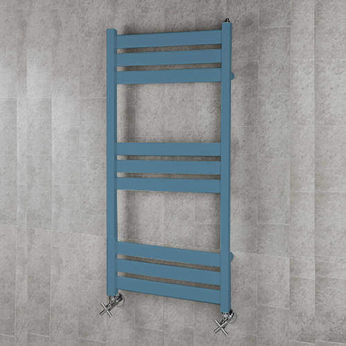 Colour Heated Towel Rail & Wall Brackets 1080x500 (Pastel Blue).