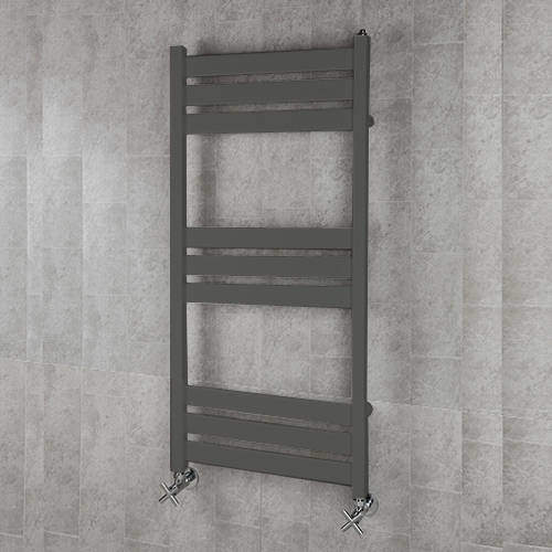 Colour Heated Towel Rail & Wall Brackets 1080x500 (Grey Olive).