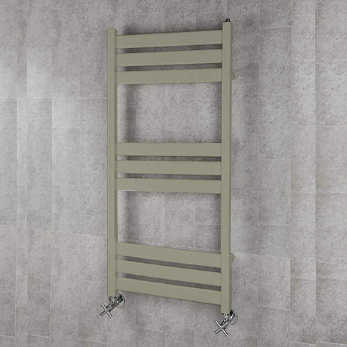 Colour Heated Towel Rail & Wall Brackets 1080x500 (Pebble Grey).