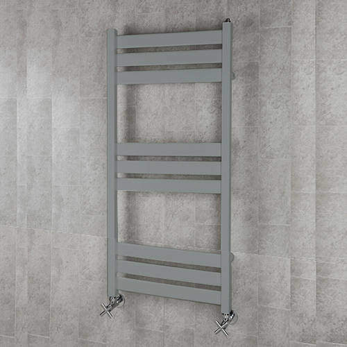 Colour Heated Towel Rail & Wall Brackets 1080x500 (Window Grey).
