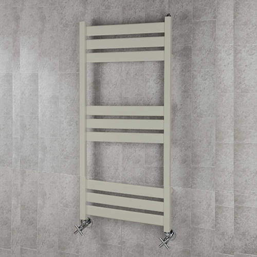Colour Heated Towel Rail & Wall Brackets 1080x500 (Silk Grey).