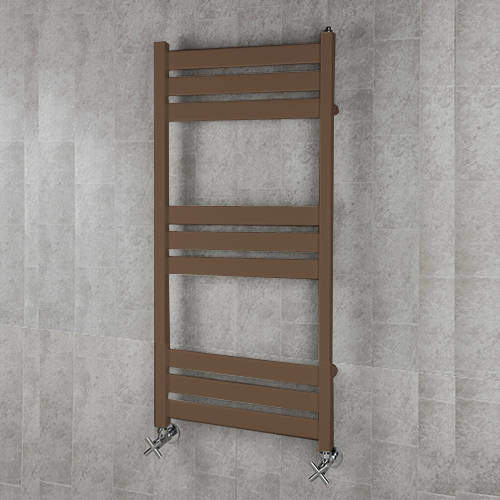 Colour Heated Towel Rail & Wall Brackets 1080x500 (Pale Brown).