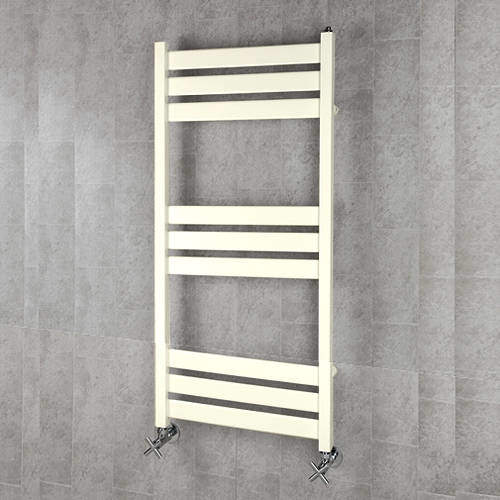 Colour Heated Towel Rail & Wall Brackets 1080x500 (Cream).