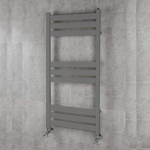 Colour Heated Towel Rail & Wall Brackets 1080x500 (Grey Aluminium).
