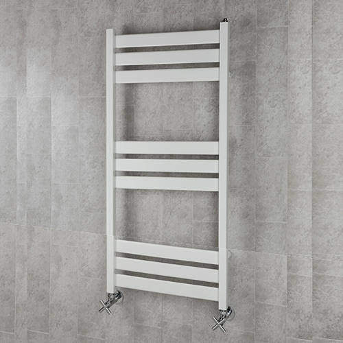 Colour Heated Towel Rail & Wall Brackets 1080x500 (White).