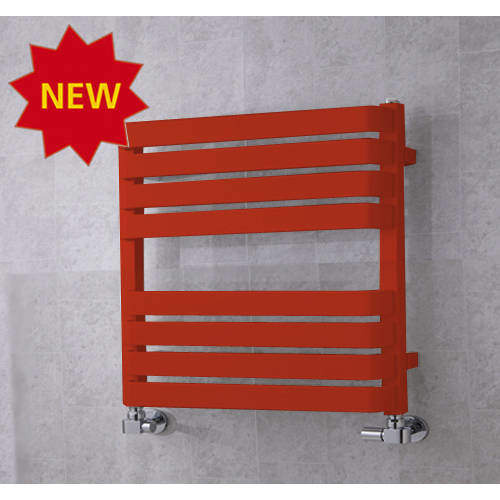 Colour Heated Towel Rail & Wall Brackets 655x500 (Flame Red).