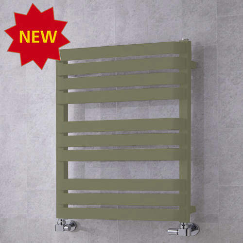 Colour Heated Towel Rail & Wall Brackets 785x500 (Reed Green).