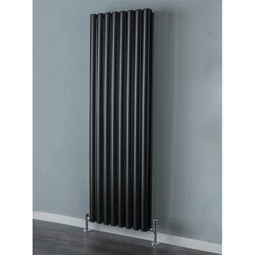 Colour Tallis Double Vertical Radiator 1820x300mm (Jet Black).