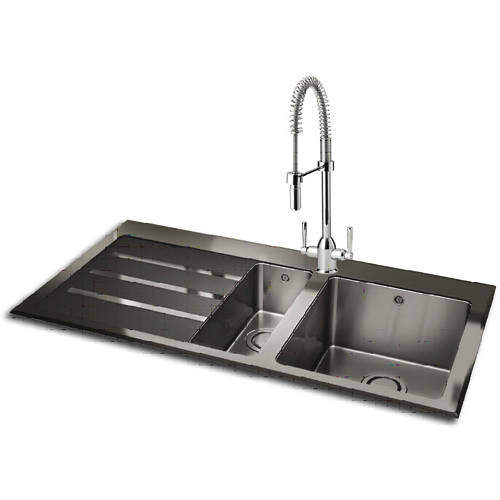 Carron Phoenix Silhouette 150 Kitchen Sink 1000x535mm (S Steel, LH).