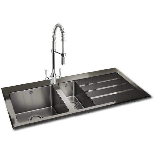 Carron Phoenix Silhouette 150 Kitchen Sink 1000x535mm (S Steel, RH).
