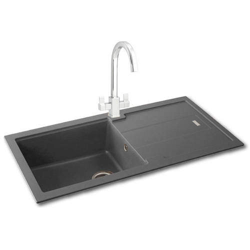 Carron Phoenix Bali 105 Single Bowl Granite Sink 970x500mm (Graphite).