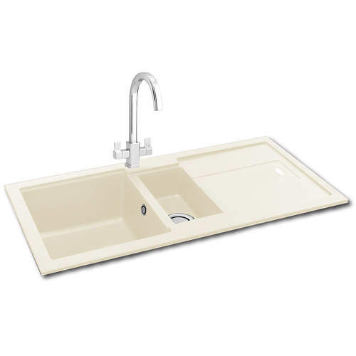 Carron Phoenix Bali 150 Double Bowl Granite Sink 970x500mm (Champagne).