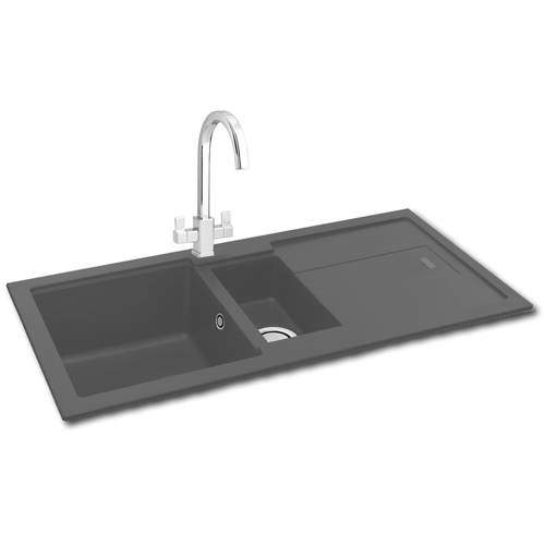 Carron Phoenix Bali 150 Double Bowl Granite Sink 970x500mm (Graphite).