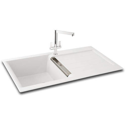 Carron Phoenix Java 100 Single Bowl Granite Sink 1000x510mm (White).