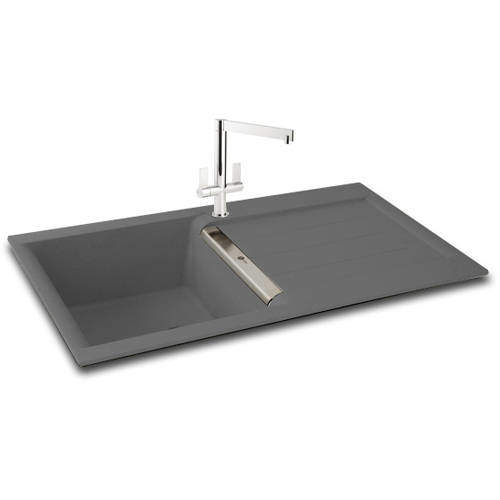 Carron Phoenix Java 100 Single Bowl Granite Sink 1000x510mm (Graphite).