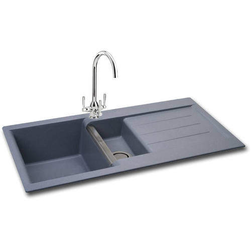 Carron Phoenix Java 150 Double Bowl Granite Sink 1000x510mm (Stone Grey).