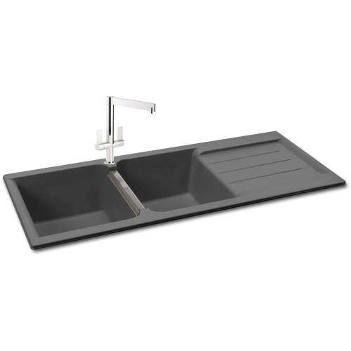 Carron Phoenix Java 210 Double Bowl Granite Sink 1200x510mm (Graphite).