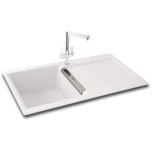 Carron Phoenix Java 90 Single Bowl Granite Inset Sink 860x510mm (White).