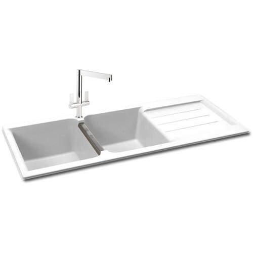 Carron Phoenix Java 210 Double Bowl Granite Sink 1200x510mm (White).