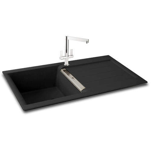 Carron Phoenix Java 100 Single Bowl Granite Sink 1000x510mm (Jet Black).