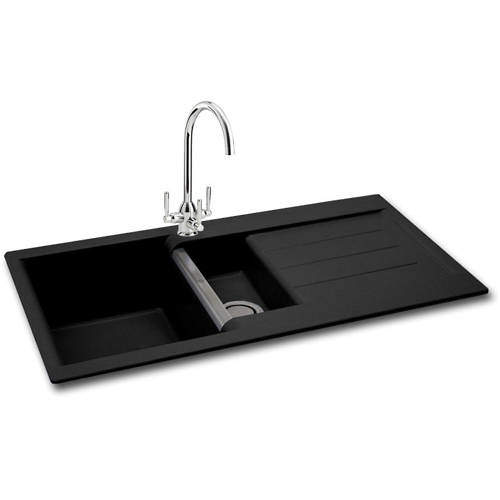 Carron Phoenix Java 150 Double Bowl Granite Sink 1000x510mm (Jet Black).