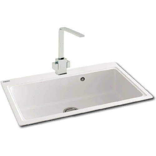 Carron Phoenix Samoa 50 Single Bowl Granite Inset Sink 802x520mm (White).