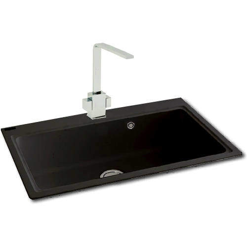 Carron Phoenix Samoa 50 Single Bowl Granite Inset Sink 802x520mm (Black).