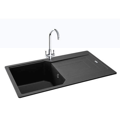 Carron Phoenix Aruba Single Bowl Granite Sink 860x500mm (Graphite).