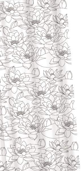 Croydex Textile Shower Curtain & Rings (Waterlillies, 1800mm).
