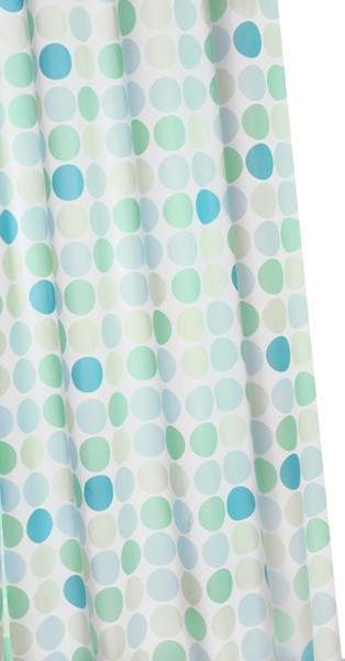 Croydex PEVA Shower Curtain & Rings (Green Polka, 1800mm).