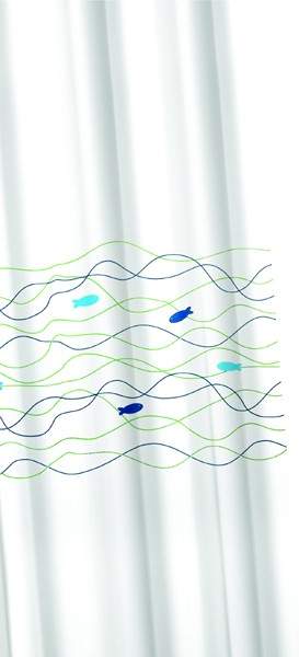 Croydex EVA Shower Curtain & Rings (Linear Fish, 1800mm).