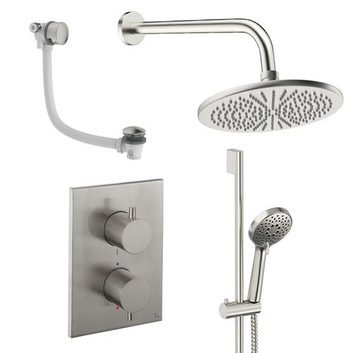 Crosswater MPRO Crossbox Shower Set 10 300mm Head & Wall Arm (Brushed Nickel).