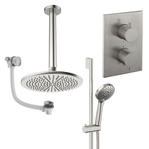 Crosswater MPRO Crossbox Shower Set 10 300mm Head & Ceiling Arm (Brushed Nickel).