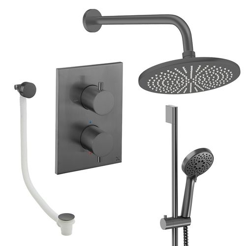 Crosswater MPRO Crossbox Shower Set 10 300mm Head & Wall Arm (Slate).
