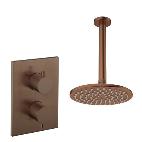 Crosswater MPRO Crossbox Shower Set 1 200mm Head & Ceiling Arm (Brushed Bronze).