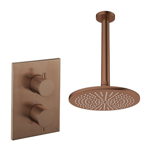 Crosswater MPRO Crossbox Shower Set 1 300mm Head & Ceiling Arm (Brushed Bronze).