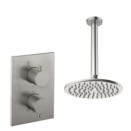 Crosswater MPRO Crossbox Shower Set 1 200mm Head & Ceiling Arm (Brushed Nickel).