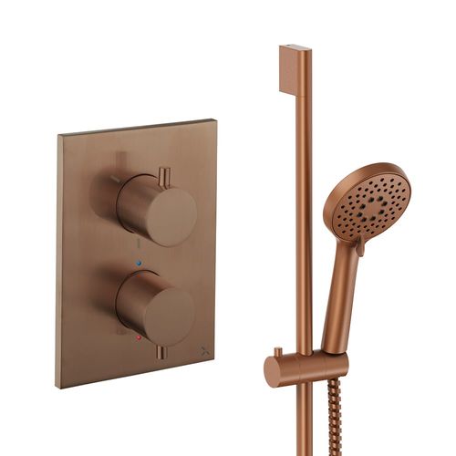 Crosswater MPRO Crossbox Shower Set 2 With Slide Rail Kit (Brushed Bronze).