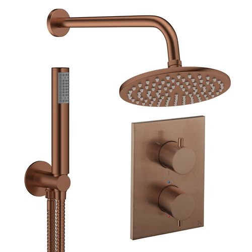 Crosswater MPRO Crossbox Shower Set 3 200mm Head & Handset (Brushed Bronze).