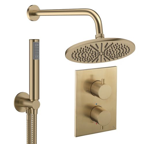 Crosswater MPRO Crossbox Shower Set 3 300mm Head & Handset (Brushed Brass).