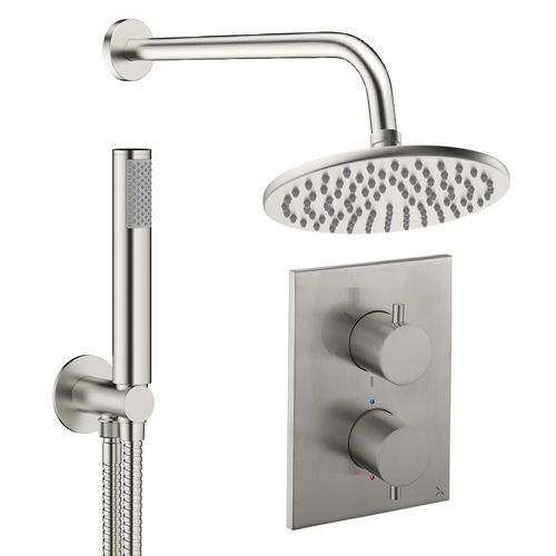 Crosswater MPRO Crossbox Shower Set 3 200mm Head & Handset (Brushed Nickel).