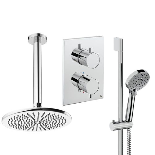 Crosswater MPRO Crossbox Shower Set 4 300mm Head & Slide Rail Kit (Chrome).