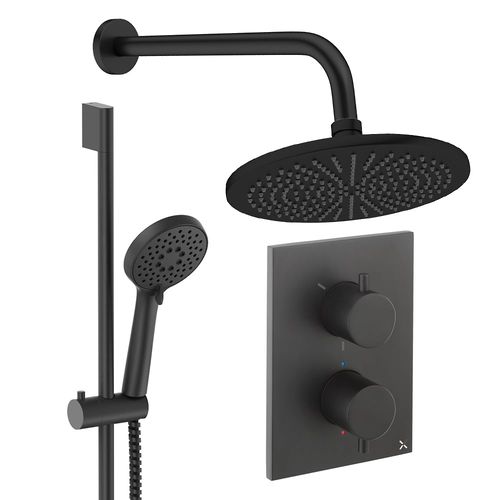 Crosswater MPRO Crossbox Shower Set 4 300mm Head & Slide Rail Kit (Matt Black).