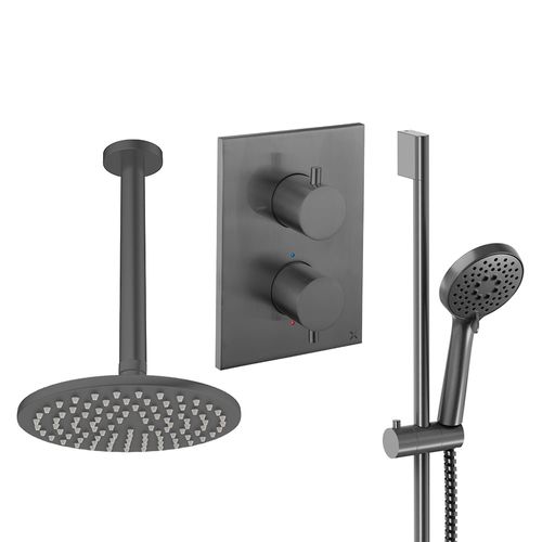 Crosswater MPRO Crossbox Shower Set 4 200mm Head & Slide Rail Kit (Slate).