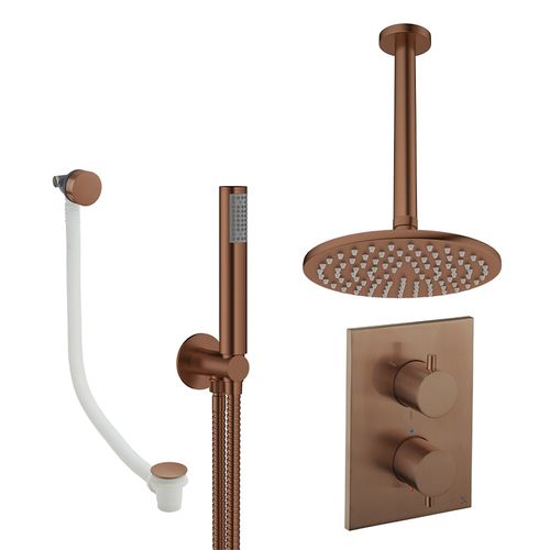 Crosswater MPRO Crossbox Shower Set 9 200mm Head, Handset & Bath Filler (Brushed Bronze).