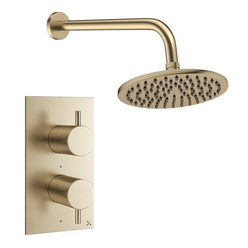Crosswater MPRO Design Shower Set 1,  200mm Head & Wall Arm (Brushed Brass).