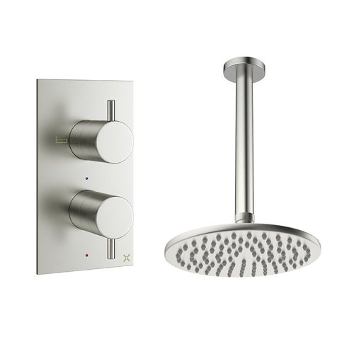 Crosswater MPRO Design Shower Set 1,  200mm Head & Ceiling Arm (Brushed Nickel).