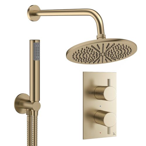 Crosswater MPRO Design Shower Set 3,  300mm Head & Handset (Brushed Brass).