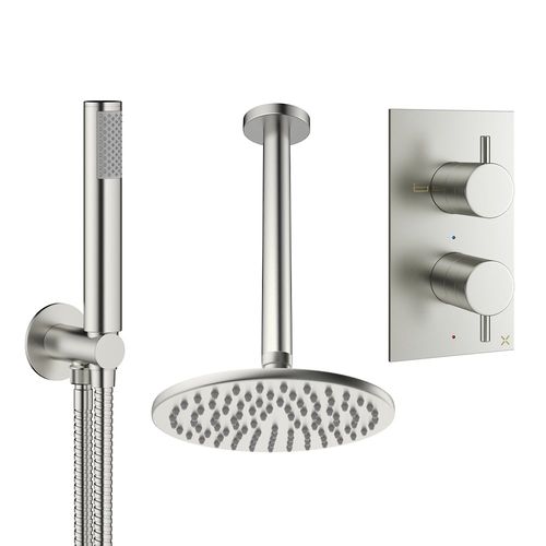 Crosswater MPRO Design Shower Set 3,  200mm Head & Handset (Brushed Nickel).